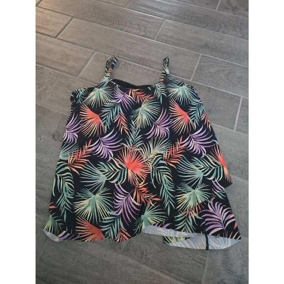 Women's Leilani Plus Palm Breeze Cape Town Tankini Top Black Green Purple Pink S - Picture 1 of 8